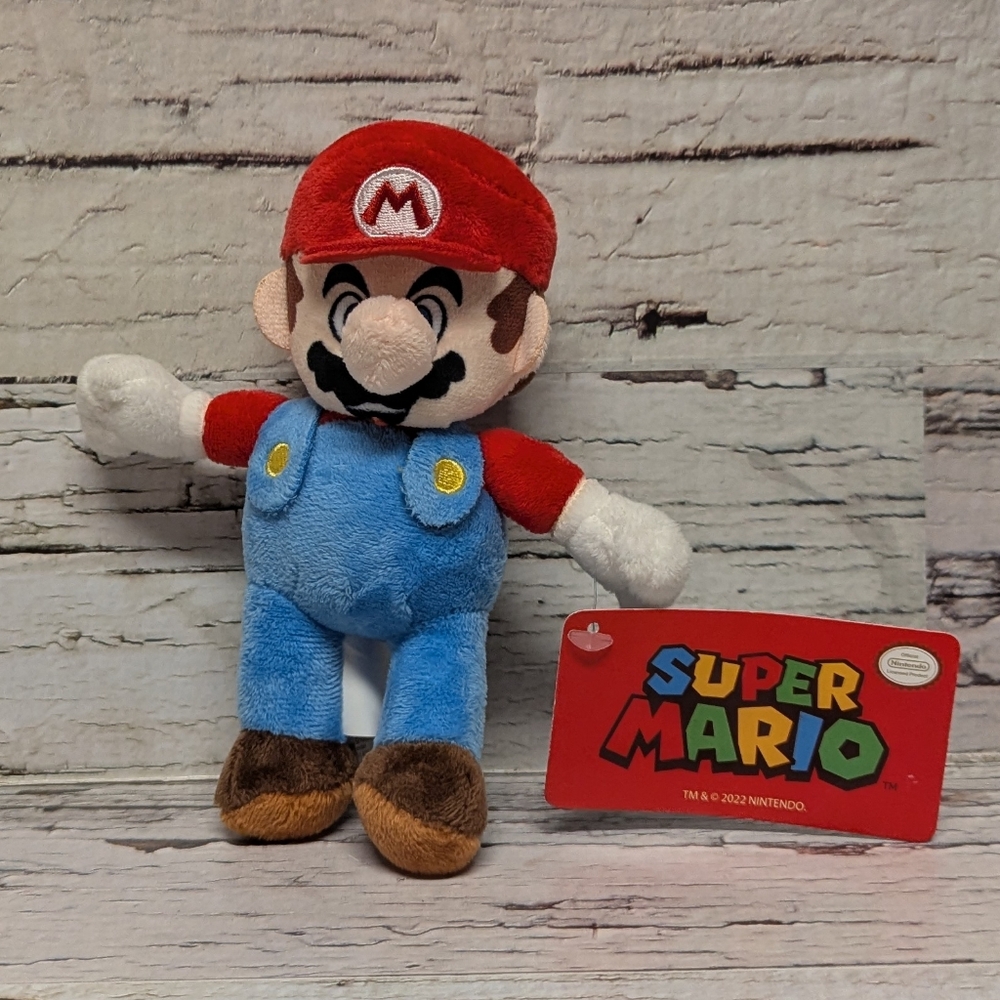 New 2022 Good Stuff Super Mario Nintendo Mario Plush Stuffed Animal Doll 6.5"
